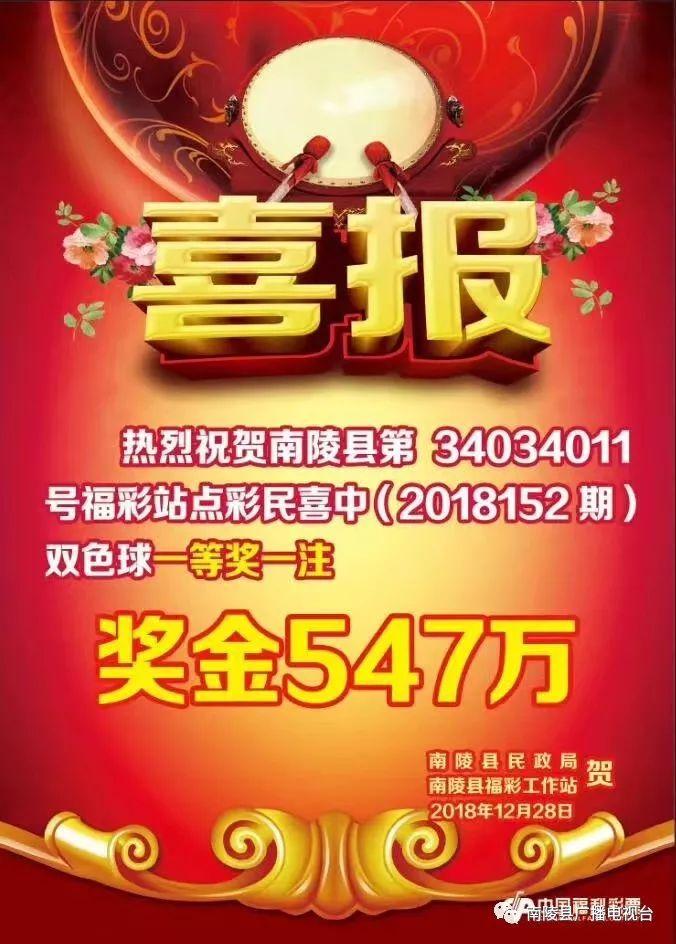 运气好到爆,南陵一彩民喜中547万元大奖!