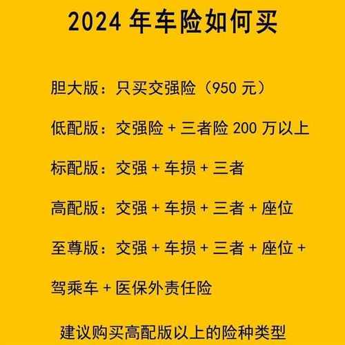 2024年车险如何买?·胆大版:只买交强险(950元) ·低配版