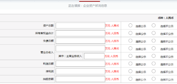 企业年报资产状况信息怎么填