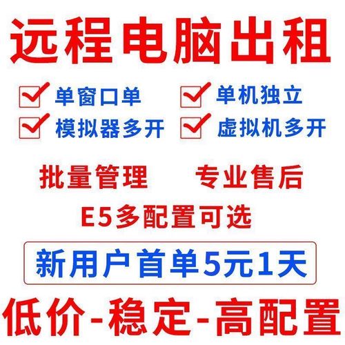 远程电脑出租游戏模拟器多开挂机云电脑e5单双路服务器租用