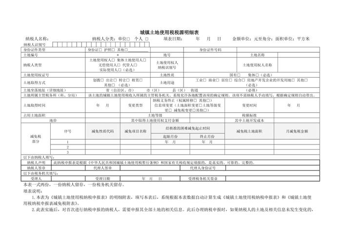 精选文档城镇土地使用税税源明细表