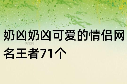 奶凶奶凶可爱的情侣网名王者71个