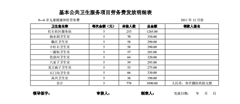 基本公共卫生服务项目劳务费发放明细表202312新doc29页