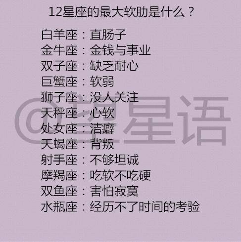 12星座的最大软肋是什么?