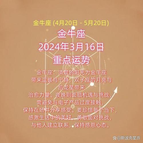 金牛座2024年3月16日——每日重点运势