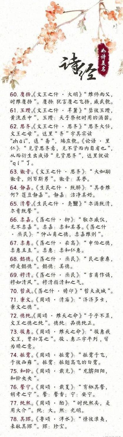 儿子女儿的名字库,用诗经楚辞给宝宝取名,好唯美(女诗经,男楚辞).