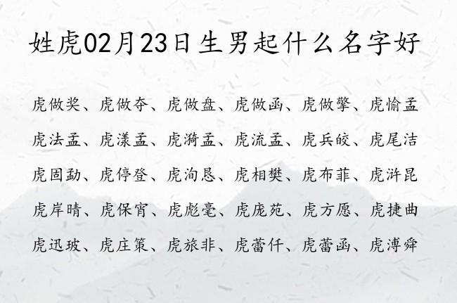 姓虎02月23日生男起什么名字好 虎姓男宝宝起名高分三个字