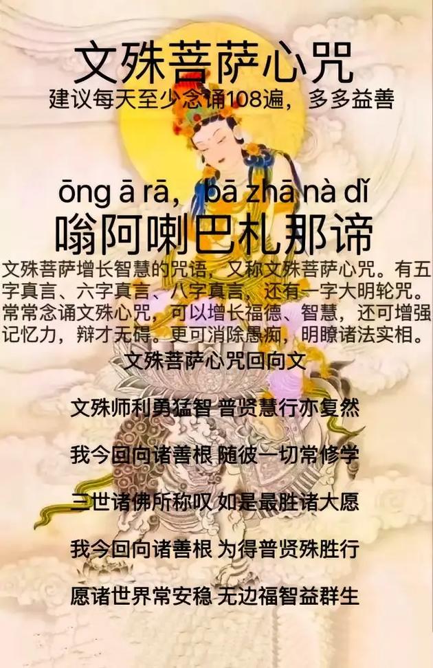 文书菩萨心咒:持诵